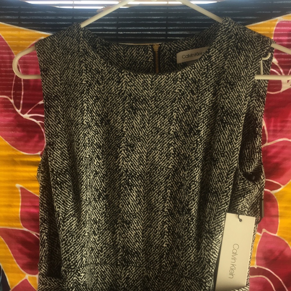 CALVIN KLEIN NEW w/ TAGS DRESS black n white tweed